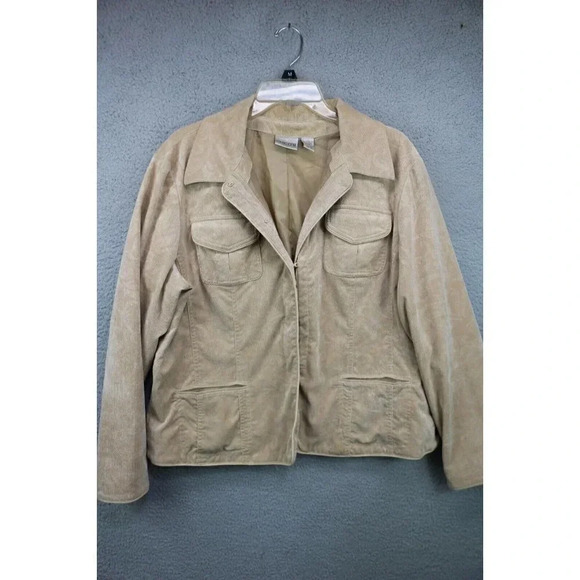 Chico's Women's Beige Corduroy Jacket-Size 3 - Picture 1 of 11